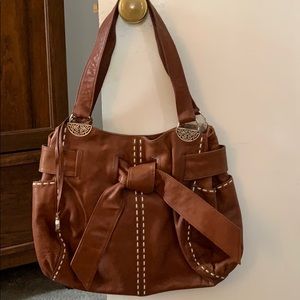 Brighton leather stitched bow bag